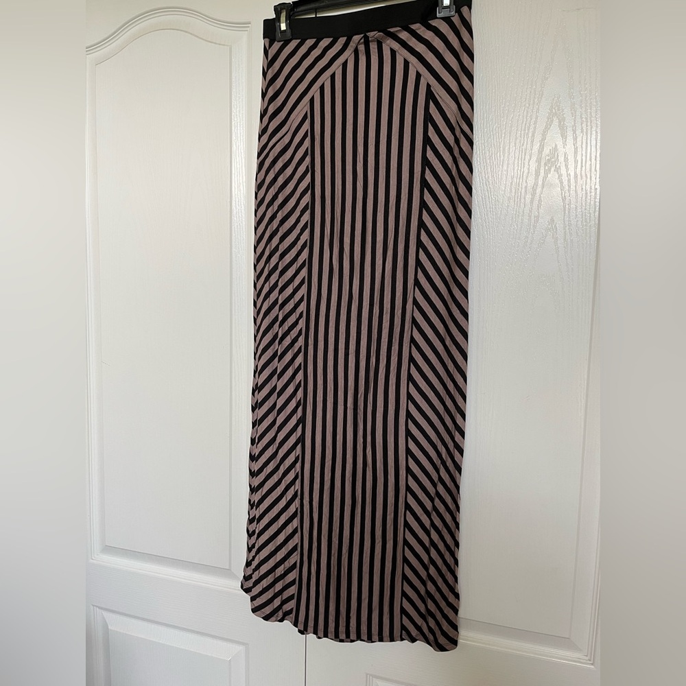 Free People Striped Maxi Skirt in Black and Tan - Picture 3 of 4